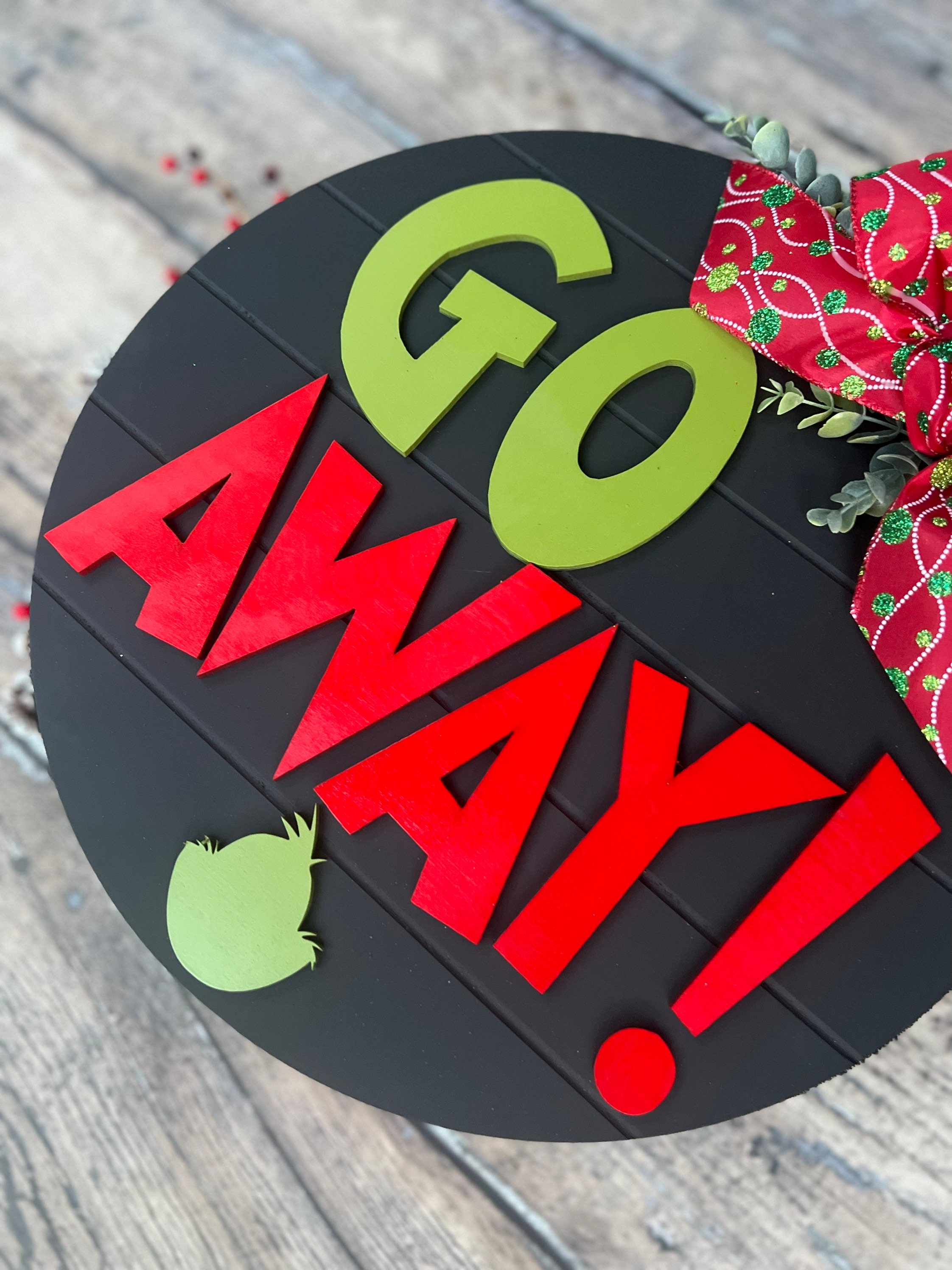 3D GO AWAY Green Monster Sign Front Door Sign Sign Etsy