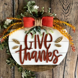 Thanksgiving Front Door Decor | Fall Door Hanger | Fall Welcome Sign | Fall Door Wreath | Fall Porch Decor | Thanksgiving Door Give Thanks