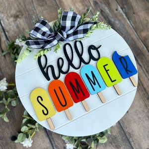 Summer Front Door Decor Hello Summer Summer Door Hanger | Summer Wreath | Summer Door Wreath | Summer Porch Decor | Summer Sign Popsicle