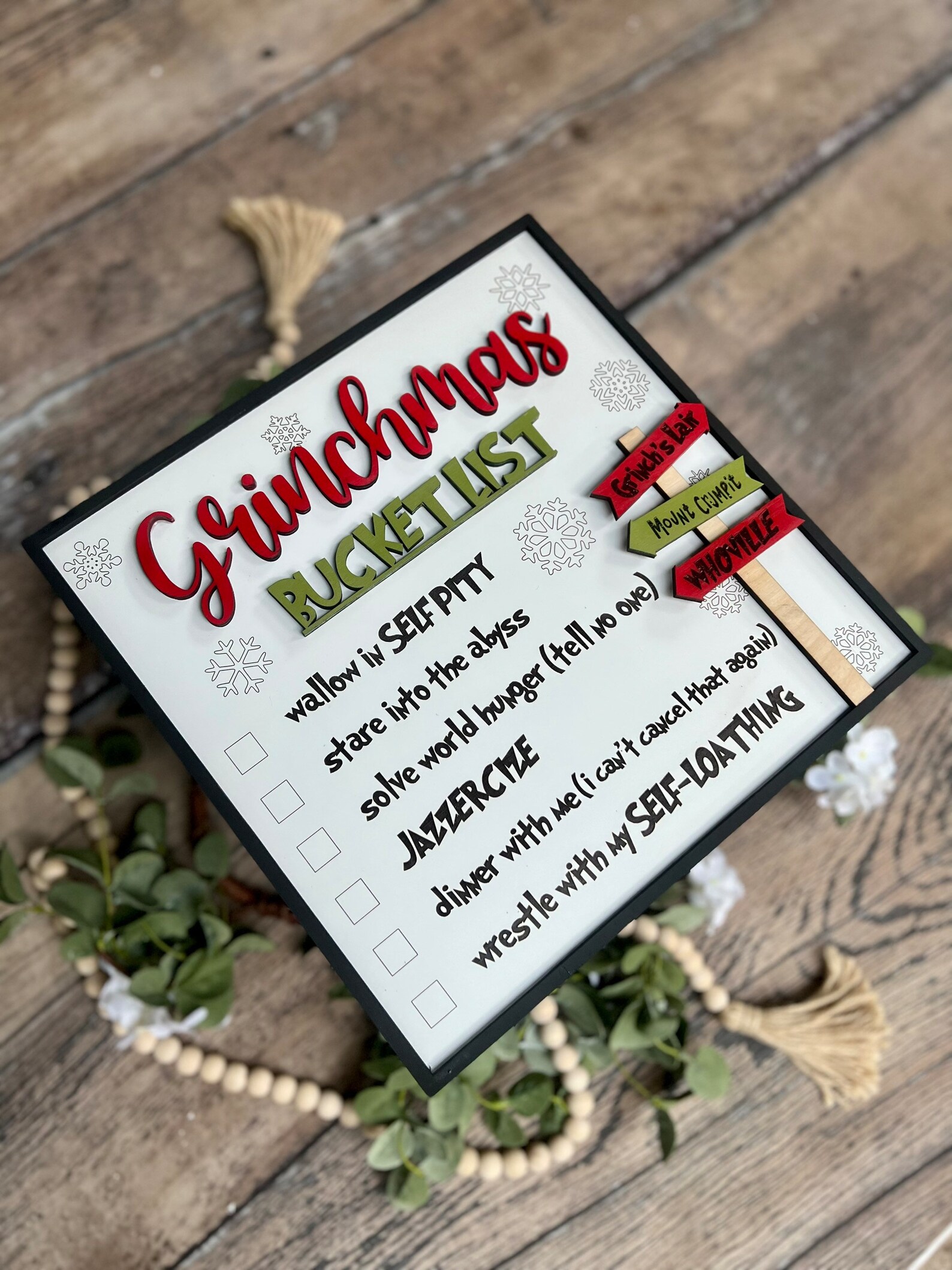 Green Monster Bucket List, Christmas Decor, Christmas Sign, Merry