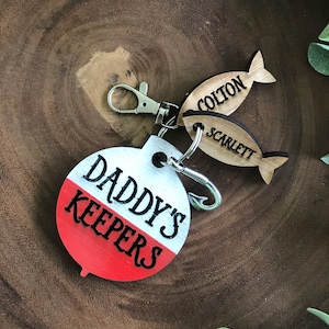 Father’s Day gift from kids Hooked on daddy Daddy’s keepers  memorable gift gift for grandparents Father’s Day present from kids keychain