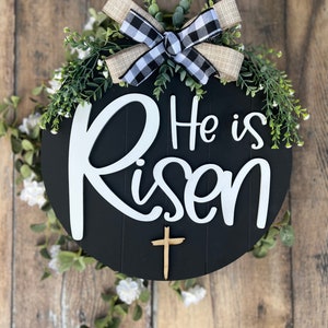 Easter Front Door Decor | Jesus Sign | He Is Risen | He Is Risen Cross | Easter Front Door Wreath | Easter Door Hanger | Easter Door Wreath