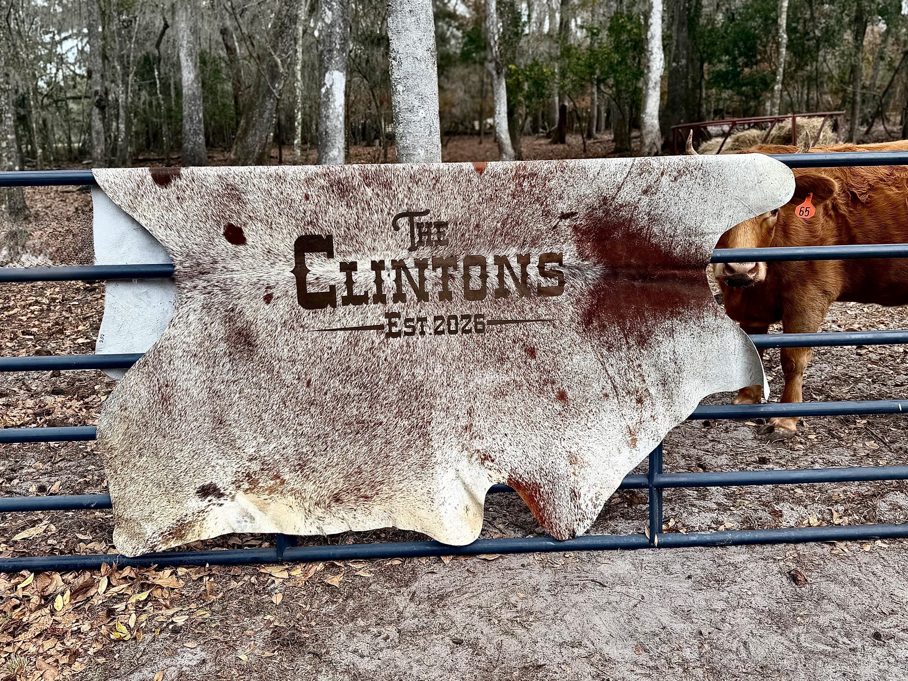 Branded Cattle Rug Engraved Cowhide Rug: Personalized Wedding Decor, Branded Logo, Branded ...