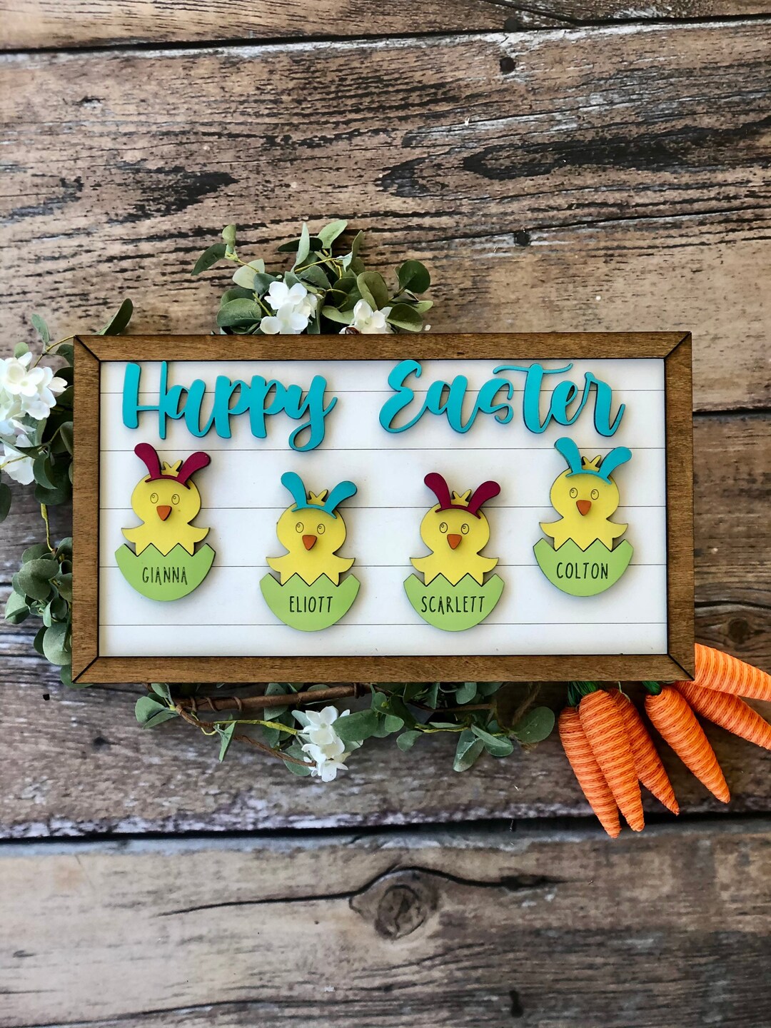 Easter Family 3D Farmhouse Sign Chick Sign Decor Personalized Easter