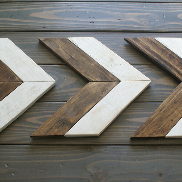 Small Double Stained/Painted Wooden Arrow Wall Decor, Set of Three, Chevron Arrows, Handmade, Rustic Reclaimed Wood, Nursery Decor