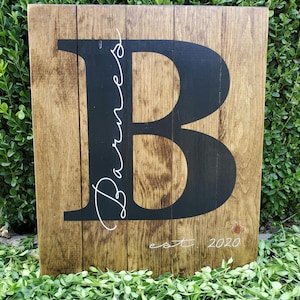 Custom Last Name Sign, Stained, Hand painted, Rustic Wood, Reclaimed Wood, Pallet Sign, Established, Family, Personalized, Wedding Gift