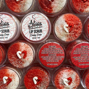 Candy Cane Lip Scrub Exfoliator en Moisturizer van Artisan Bath Co | Beperkte oplage | Lipsuiker |  2-in-1 lippenscrub met balsem | Vakantie