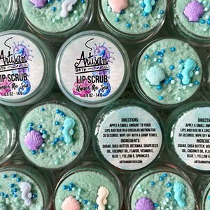 Under The Sea Lip Scrub | Strawberry Orange Daiquiri | Moisturizing Lip Exfoliation | Flavored Lip Sugar Scrub | 2 in 1 Lip Scrub w Balm