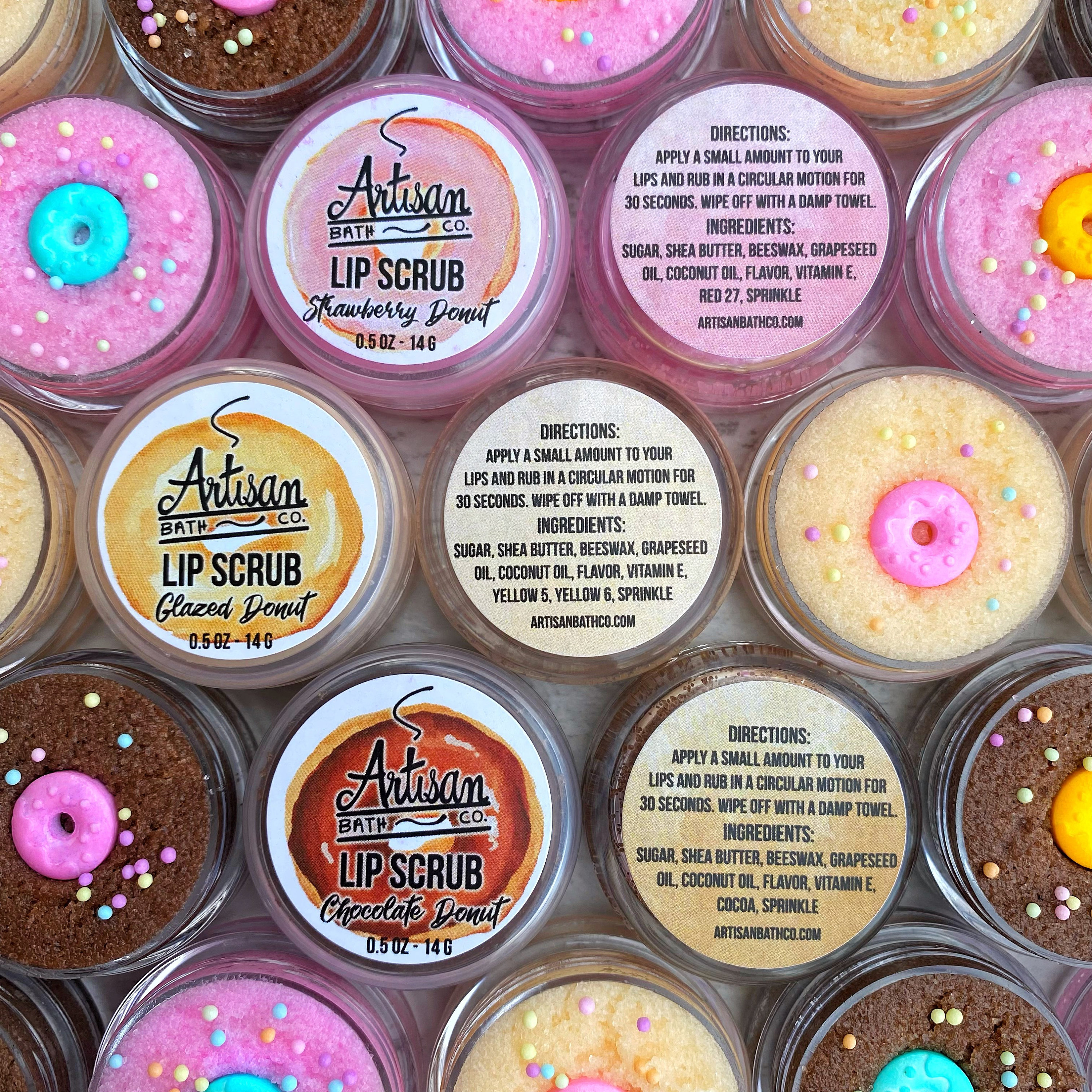 Donut Lip Scrub Chocolate Glazed Strawberry Moisturizing Lip Exfoliation Flavored Lip Sugar Scrub 2 in 1 Lip Scrub w Balm
