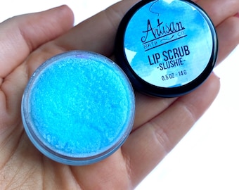 Blue Slushie Lip Scrub - Sugar Lip Scrub - Moisturizing Lip Exfoliation - Flavored Lip Sugar Scrub - 2 in 1 Lip Scrub with Balm