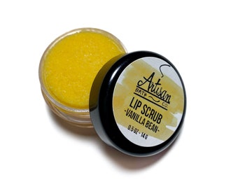 Vanilla Bean Lip Scrub - Sugar Lip Scrub - Moisturizing Lip Exfoliation - Flavored Lip Sugar Scrub - 2 in 1 Lip Scrub with Balm