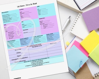 Lab Values Fill in the Blank- Color (iPad Pro Friendly)