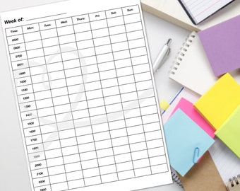 Hourly Weekly/Daily Planner Template (iPad Pro Friendly)