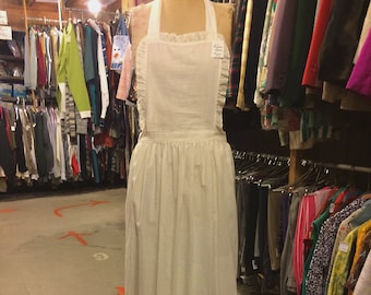Handmade Pioneer-Style Apron with Eyelet Trim