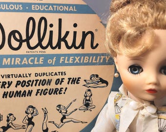 1958 - DOLLIKIN - Blonde Doll in Original "Lotus Blossom" Outfit - Preowned
