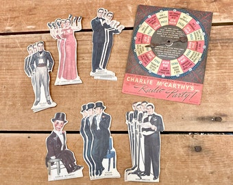 Rare 1938 Charlie McCarthy Radio Party Game - features Dorothy Lamour, Don Ameche, Nelson Eddy, Edgar Bergen, Robert Armbruster