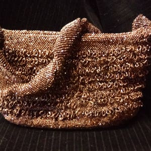 Vintage 1940s Bronze colored Seed Beaded Purse - Twisted Handle - Special Occasion - Gifts for Her