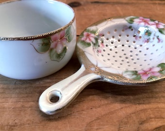 Antique - Tea Strainer and Teacup (Nippon)
