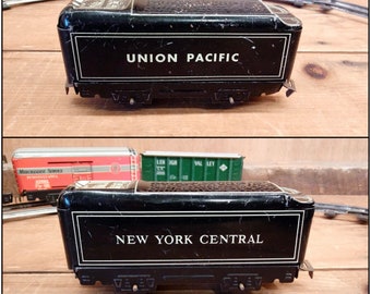 Two Marx Trains - Union Pacific Tender and New York Central - 1950s O27 Gauge for use with Two Rail Track Similar to Hafner