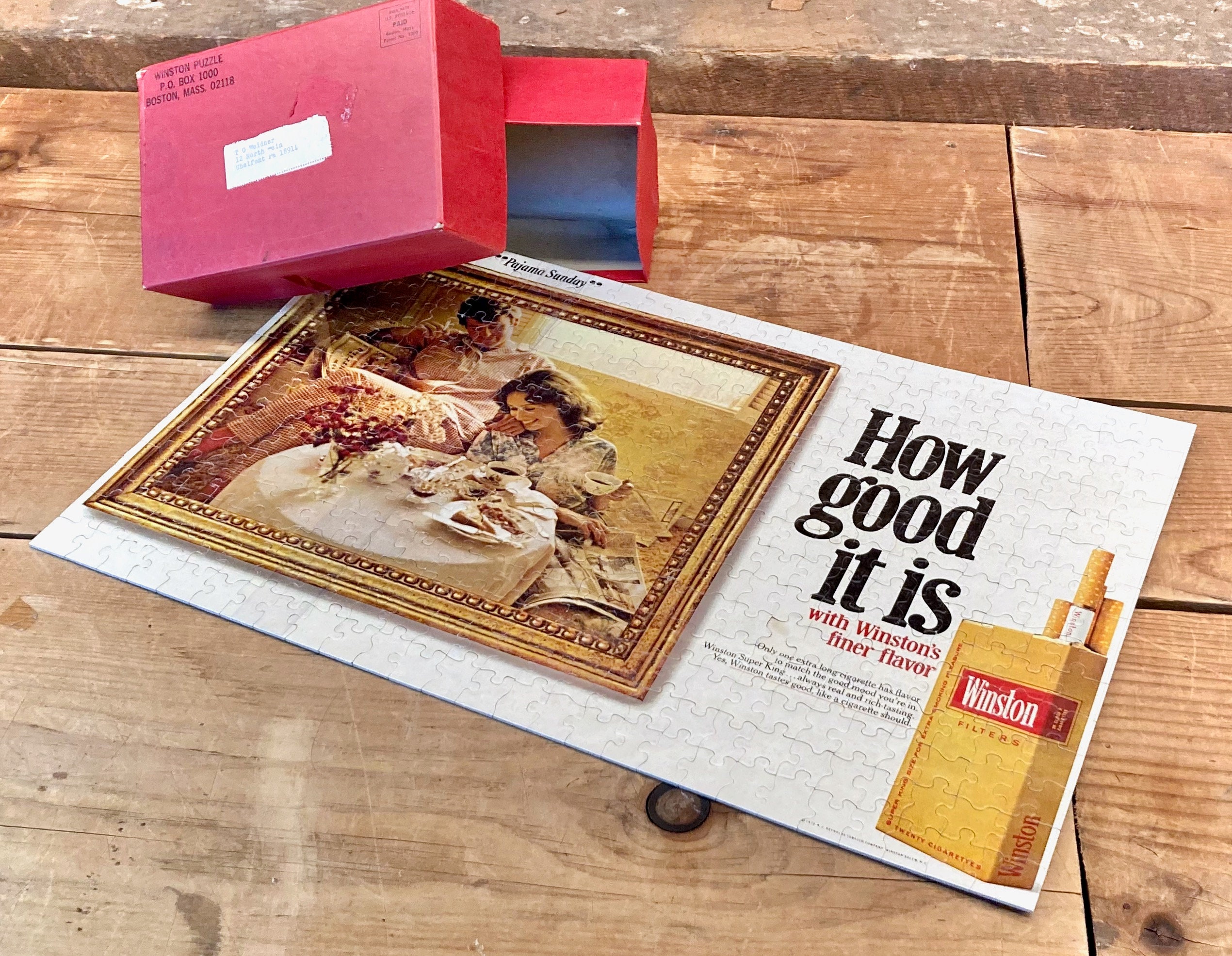 cigarette puzzle Completed and Sealed Vintage 1972 Winston Cigarettes cigarette puzzle Completed and Sealed Vintage 1972 Winston Cigarettes