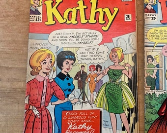Vintage 1963 Marvel Comics "Kathy the Teen-Age Tornado" Comic Book, Issue #26, "Kathy Becomes a Model" - Stan Lee and Stan Goldberg