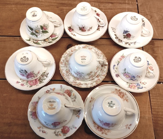 Teetassen mit Untertassen - Englisch, Bayrisch, Limoges, Besetztes Japan