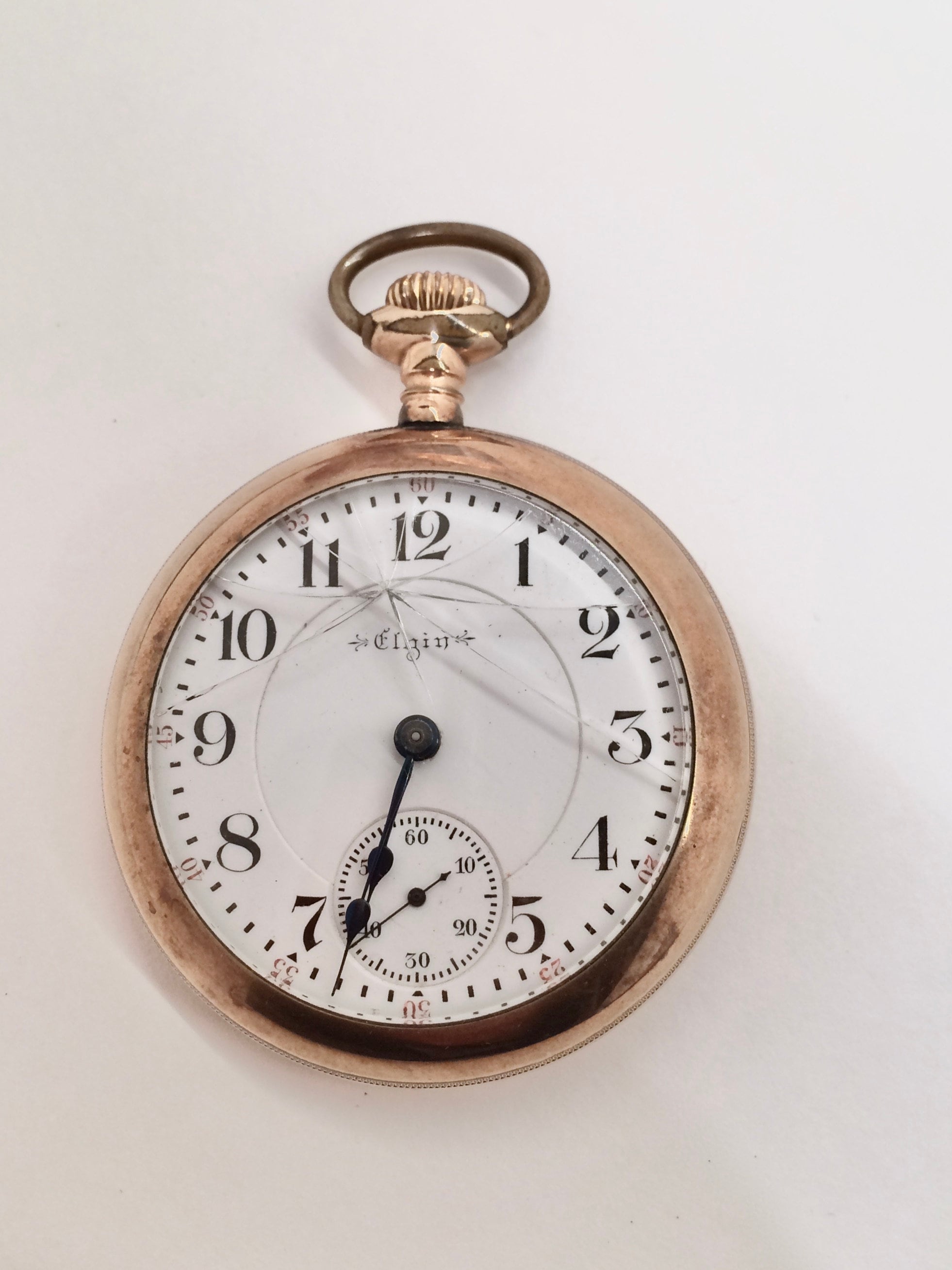 Elgin pocket watch with hotsell train engraved on back