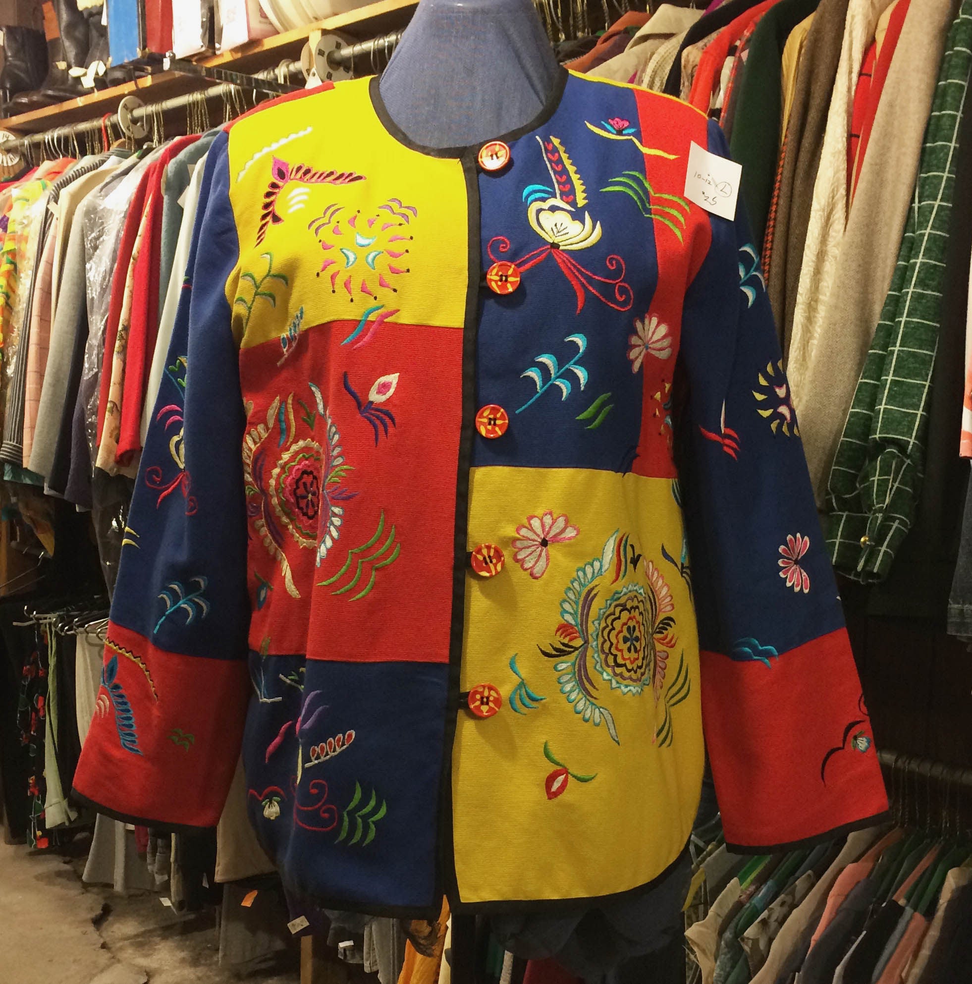 Vintage Embroidered Color Block Jacket by Indigo Moon Etsy