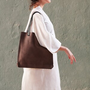 Handmade Versatile Vintage Leather Tote Bag Size 15x1538cmx38cm Messenger and Laptop Shoulder Bag For Women image 1