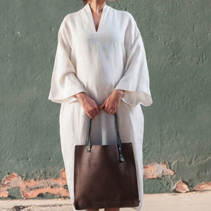 Handmade Versatile Vintage Leather Tote Bag Size 15x1538cmx38cm Messenger and Laptop Shoulder Bag For Women image 2