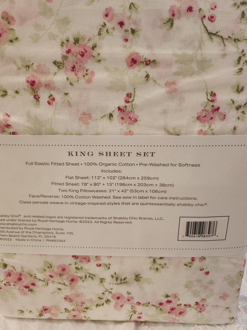 Shabby Chic King Size Pink Floral Sheet Set Rachel Ashwell Etsy