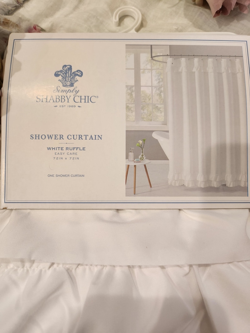 Shabby Chic White Ruffle Shower Curtain Rachel Ashwell Etsy