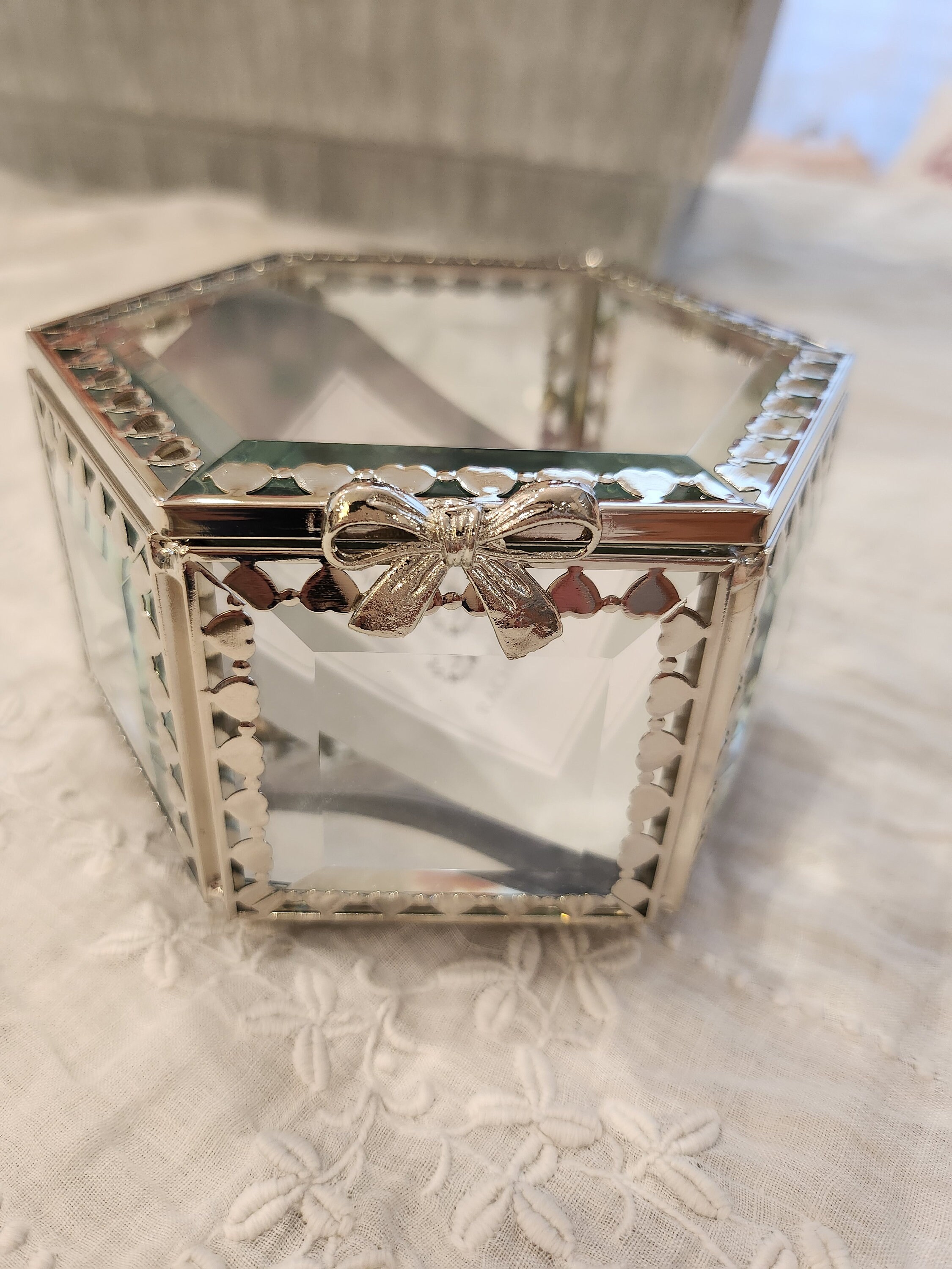 Small Rachel Ashwell Jewelry Box Silver Accents Sweet Bow Etsy