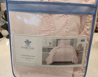 Simple Shabby Chic twin comforter set one sham decorative pillow with ruffle punk rachel ashwell blanket