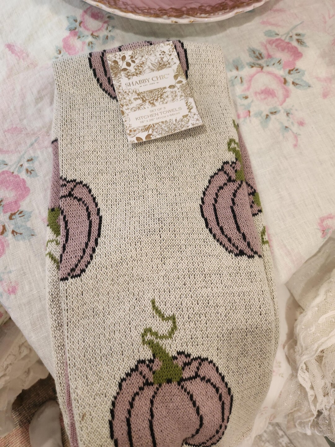 New Set of Three Shabby Chic Knit Dish Towels Rachel Ashwell Lilac ...