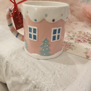 New pink Christmas coffee mug cup gingerbread holiday winter gift