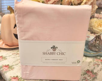 Pastel Pink Shabby Chic King Sheet Set: Cotton Pillowcases