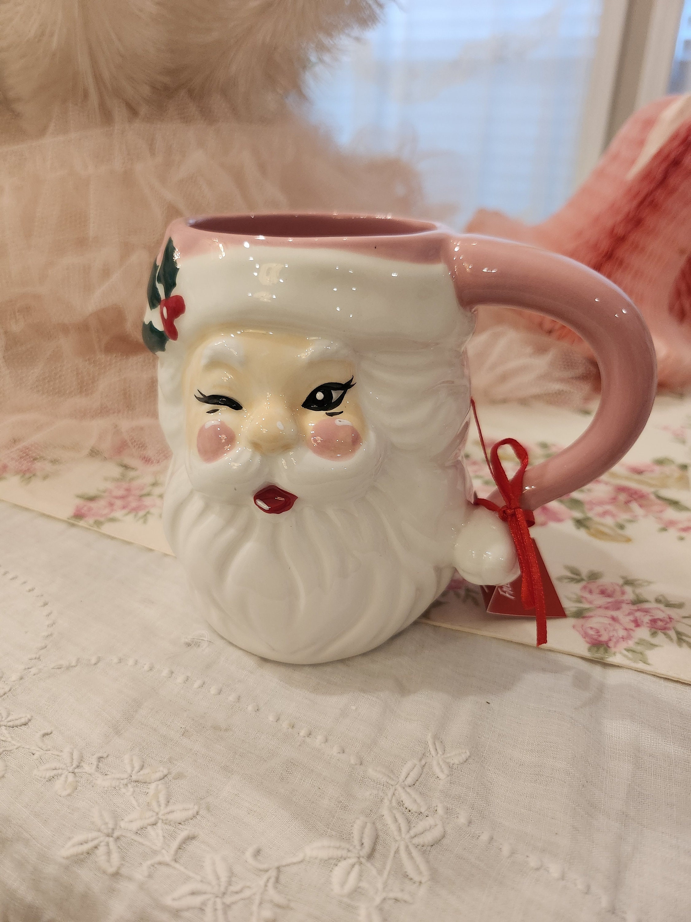 Mrs. Claus' Bakery Pink Santa Mug