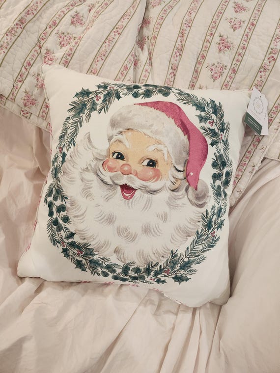 rachel ashwell クッション レイチェルアシュウェル Pink Stripped Santa Rachel Ashwell Farmhouse Christmas Pillow
