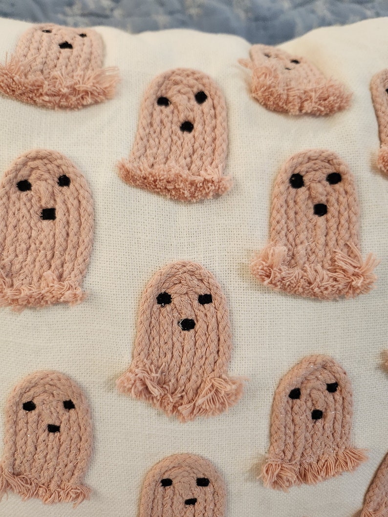 Sweetest Pink Ghost Halloween Pillow Holiday Fall New Shabby Summerween ...