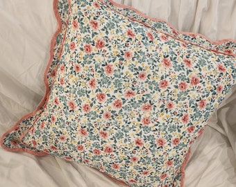 New Shabby Chic pillow floral roses ruffle rachel ashwell farmhouse cottage chic outdoor spring summer pink stripped