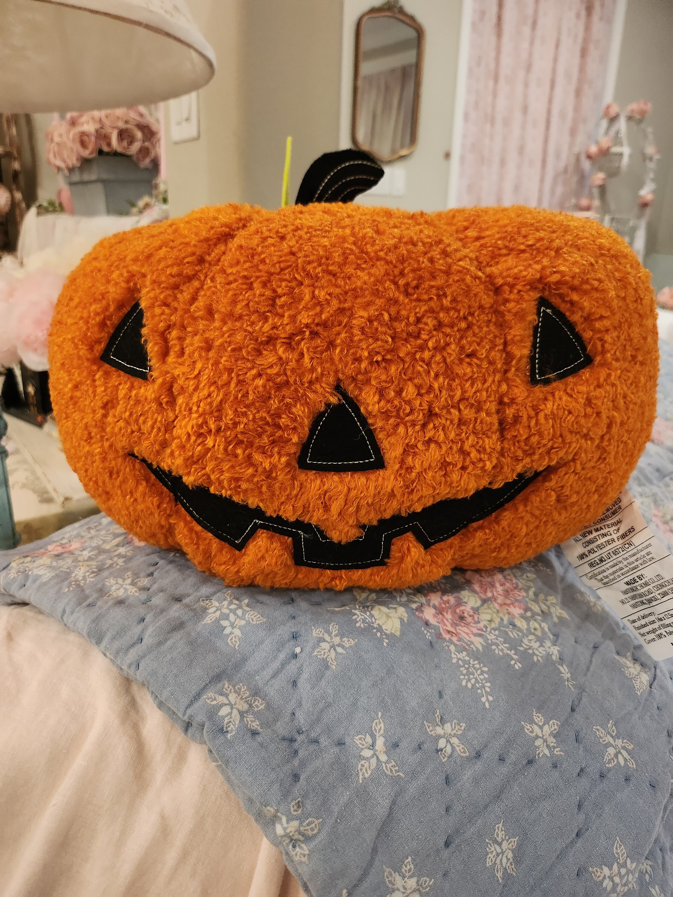 Large Rachel Ashwell Plush Pumpkin Pillow Shabby Chic Farmhouse Cottage ...