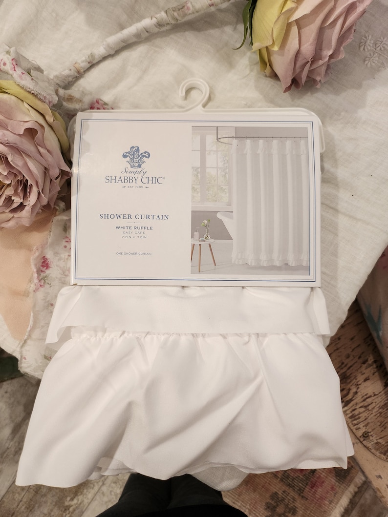 Shabby Chic White Ruffle Shower Curtain Rachel Ashwell Etsy