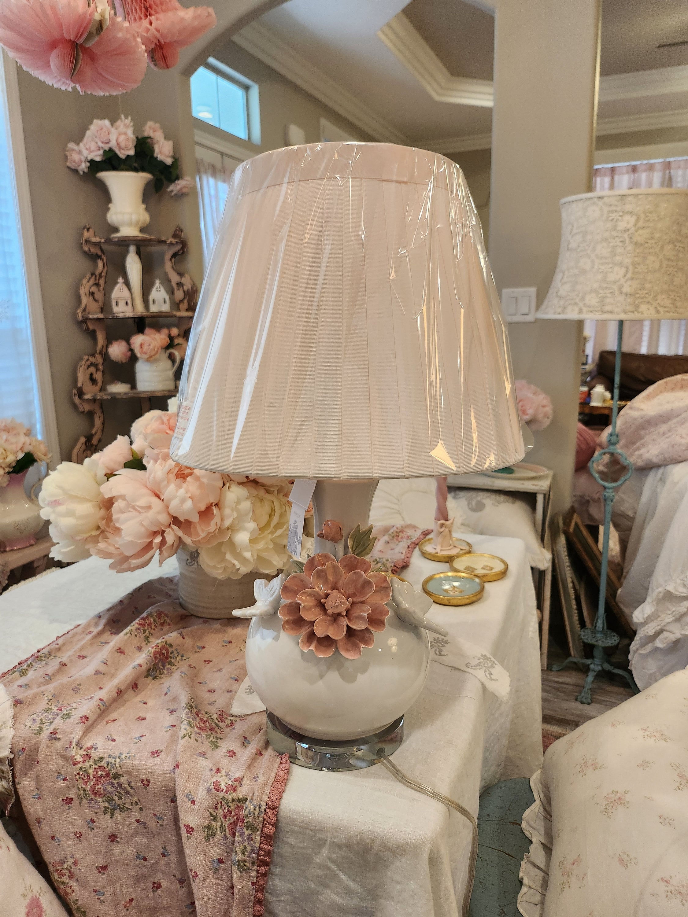 Pastel Pink Ceramic Table Lamp Rachel Ashwell Farmhouse Cottage