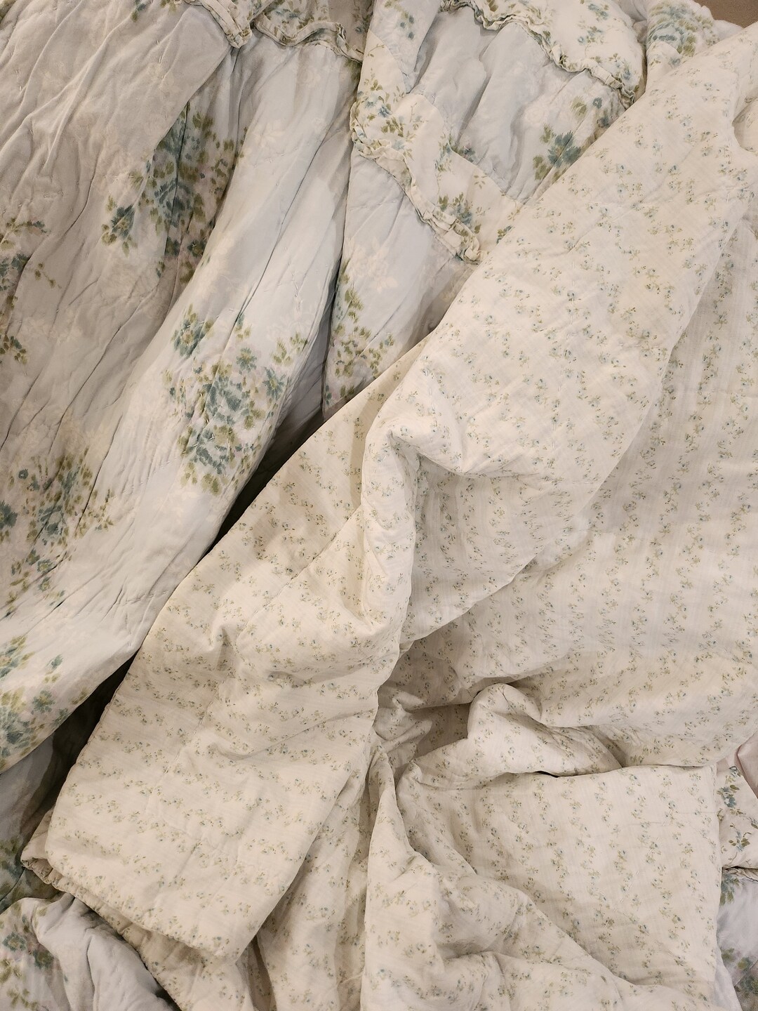 Simple Shabby Chic King Size Quilt Blue Floral Ditsy Floral Etsy