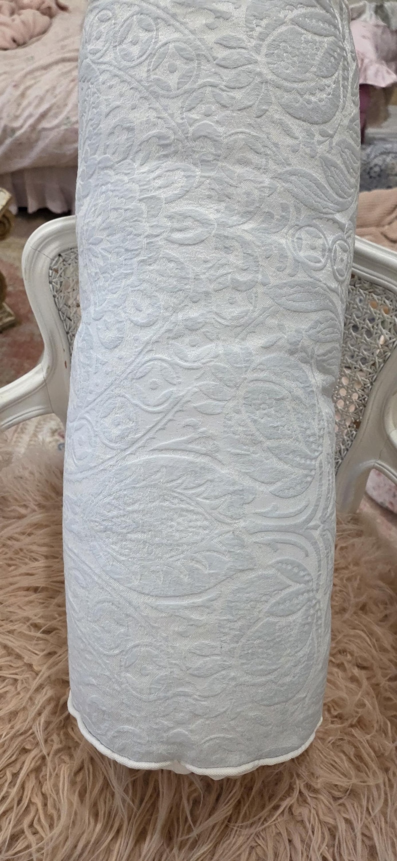 Large Rachel Ashwell Blue and White Bolster Pillow Shabby Chic - Etsy
