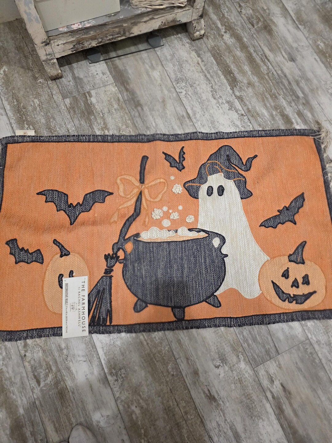 Rachel Ashwell Halloween Rug Ghost Pumpkin Bow Shabby Chic Holiday ...