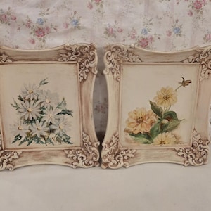 Set two vintage ceramic frames signed and dated paintings