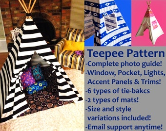 Marvellous Magical Teepee Pattern (Mat, Pillow, Windows, Pockets, Lights & More!)Kids Tee Pee/Tipi/Tent/Playhouse/Nursery-ALL Fabrics Types!