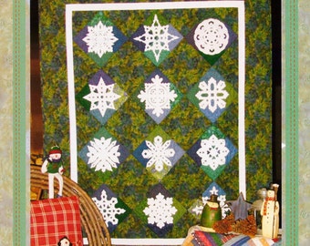 Applique Quilt Pattern for Kids Snowflakes in July: Winter or Christmas Quilt-Pillow/Table Runner/Wall Hanging/Twin/Double-and Template PDF